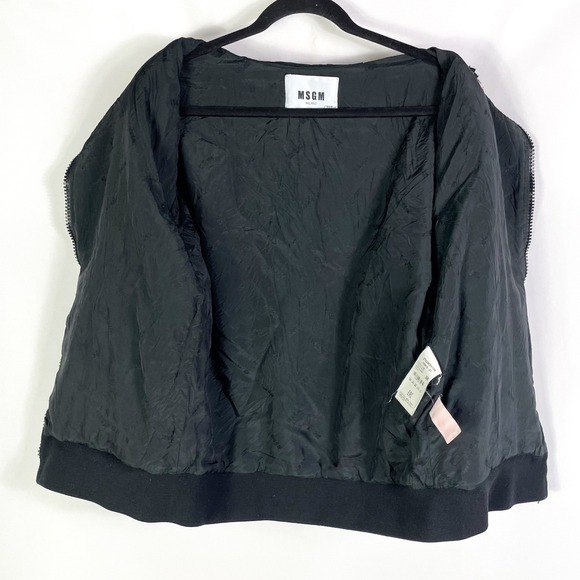 MSGM Giubbino Fleece Jacket Tan Red Floral Sherpa Zip Up Hooded Sz 38 / 4 US